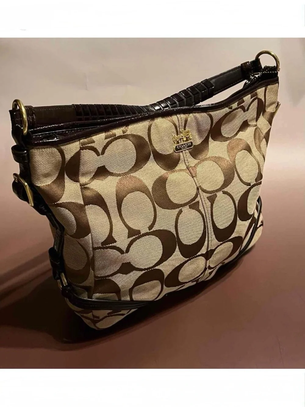 COACH Chelsea Signature Katarina Bag #18903, tan and chocolate brown